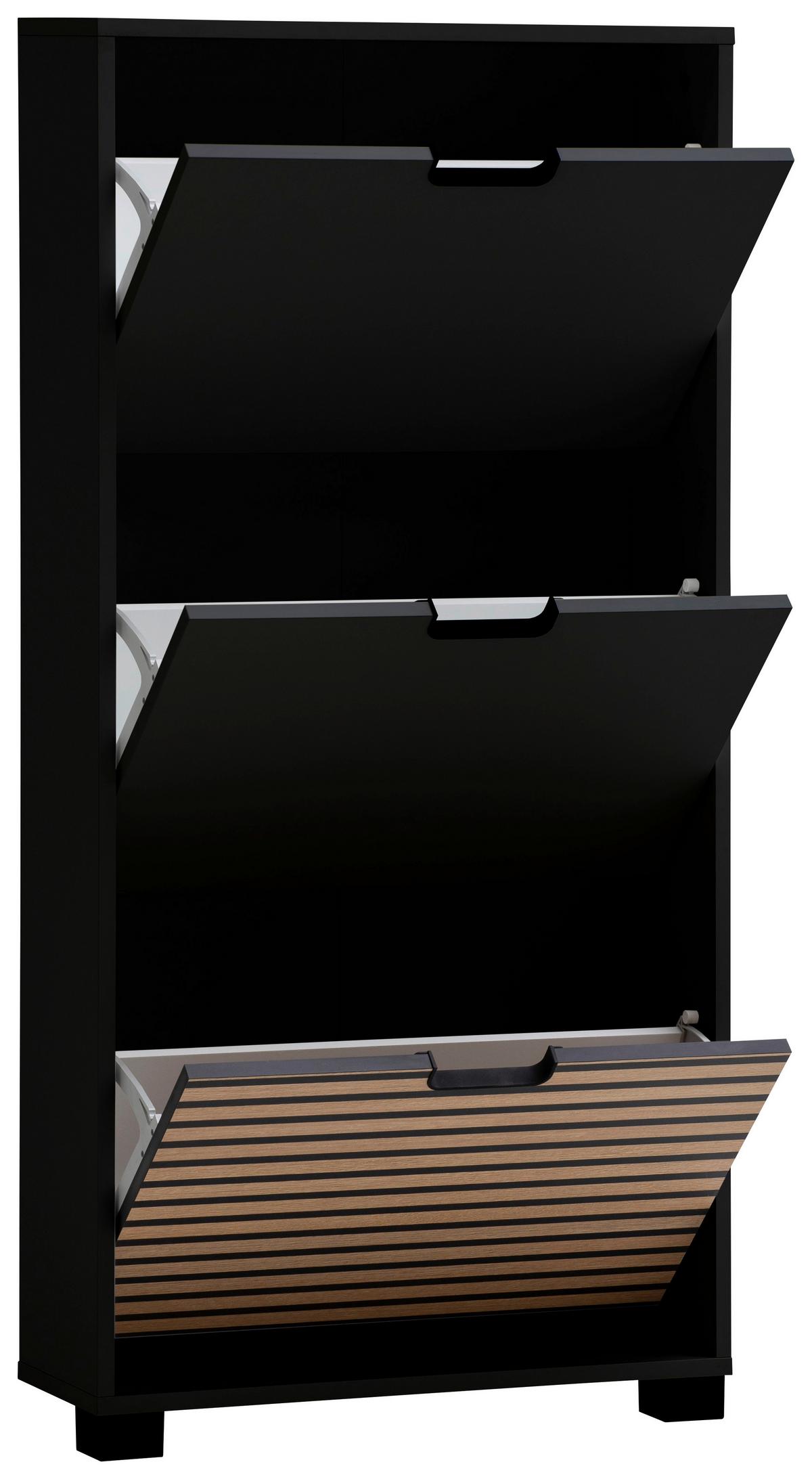 Schuhkipper Ryker Schwarz/eichefarben B: 59,8 Cm - Eichefarben/Schwarz, Design, Holzwerkstoff/Kunststoff (59,8/124/19,55cm) - MID.YOU