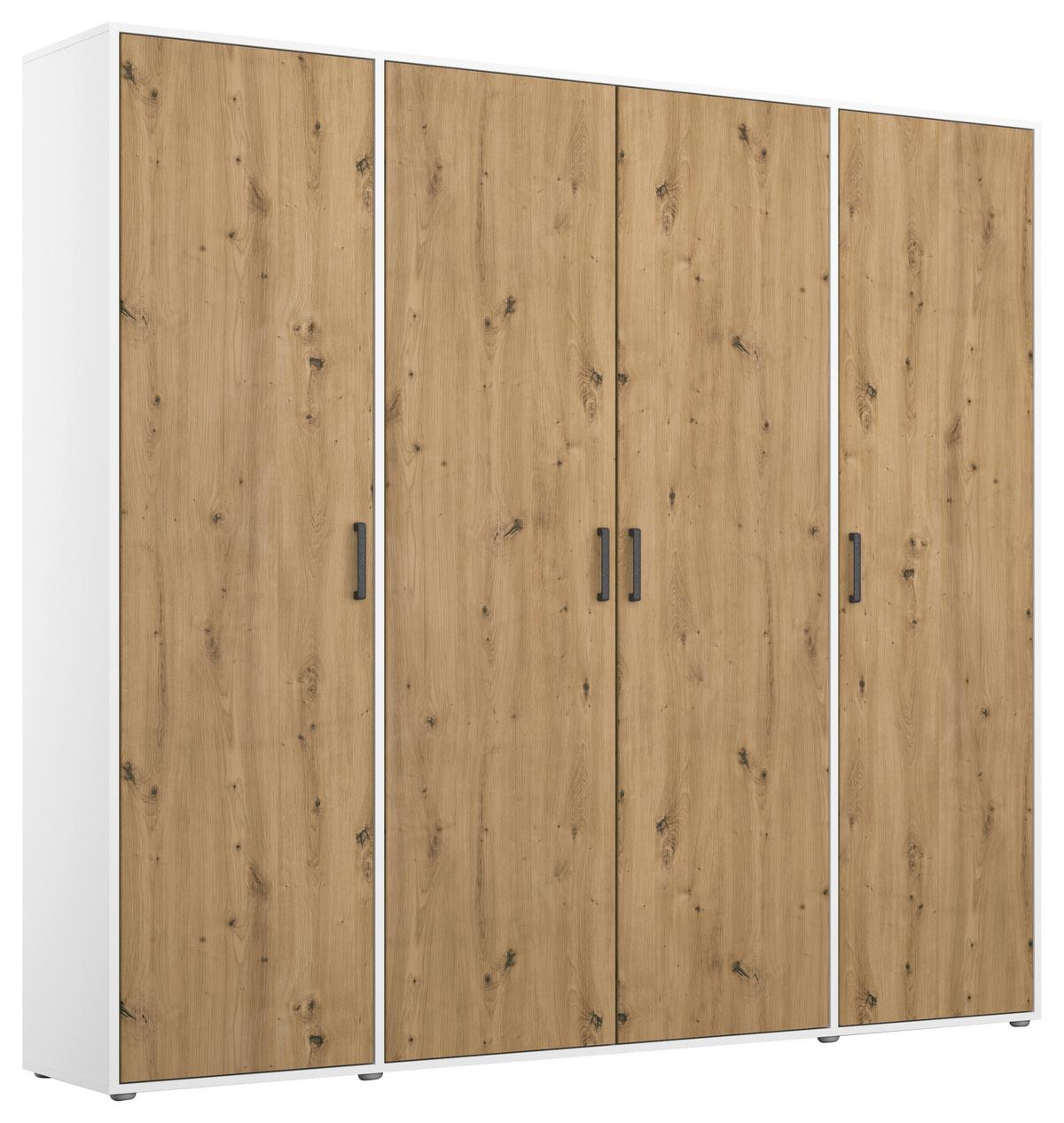 Drehtürenschrank Voyager Weiß,eiche Artisan B: 187 cm - Eiche Artisan/Weiß, MODERN, Holzwerkstoff (187/194/53cm) - Rauch Möbel