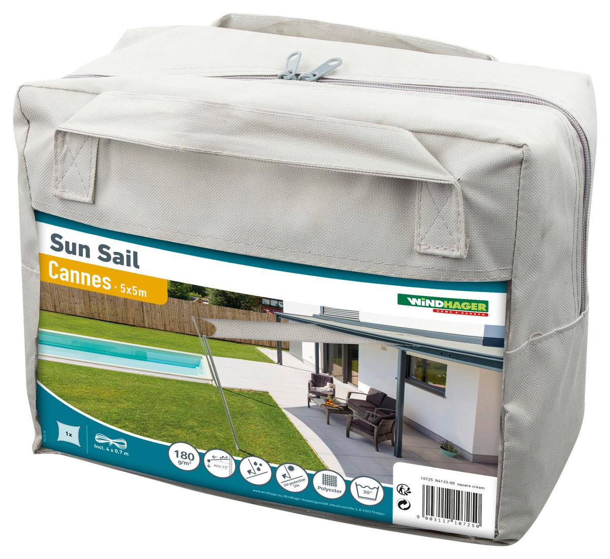 Sonnensegel Quadrat 5x5 m - Creme, Basics (500/500cm)