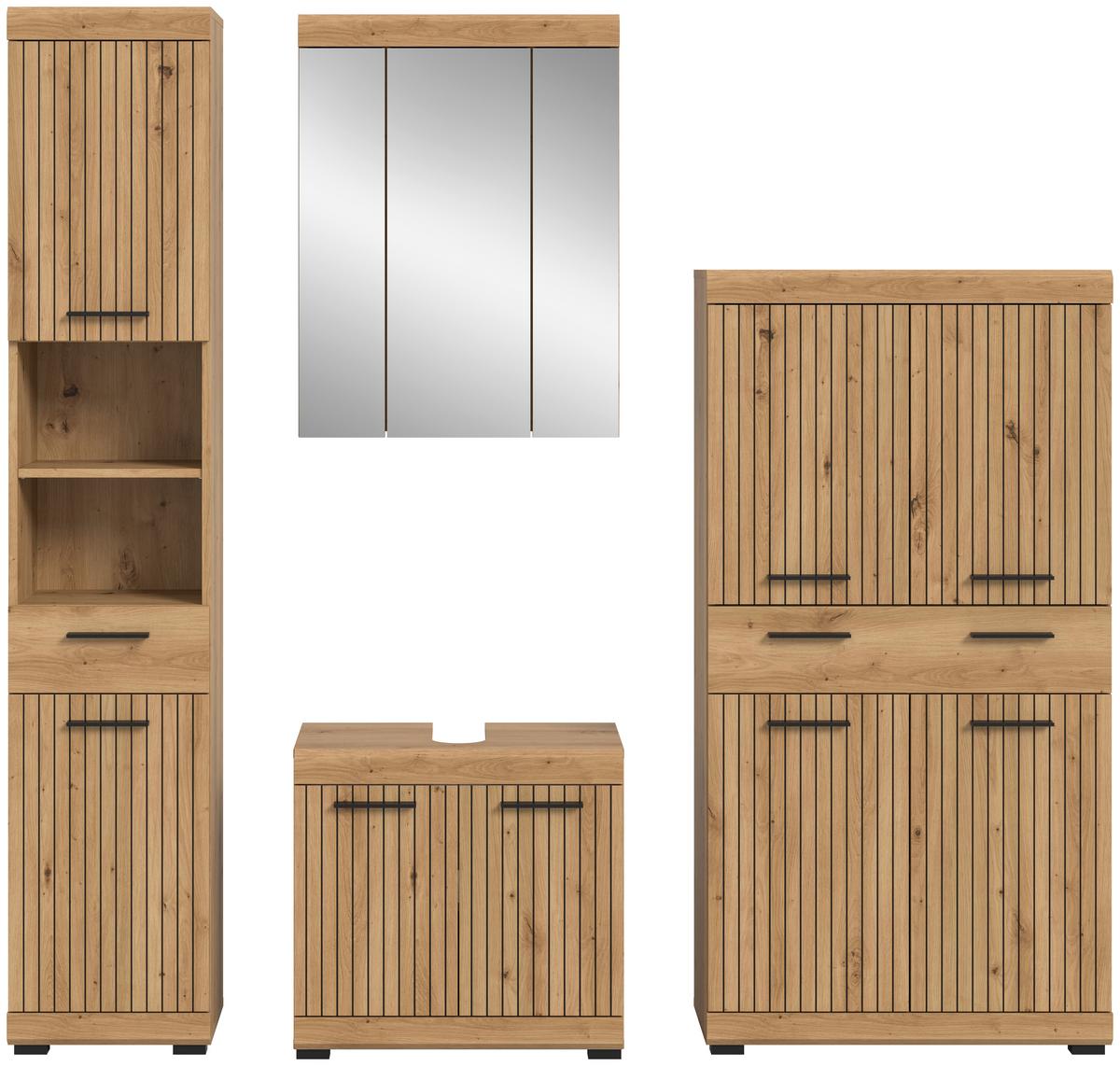 Badezimmer Scout Eiche Artisan Dekor B: 171cm - Schwarz/Eiche Artisan, Trend, Glas/Holzwerkstoff (171cm) - MID.YOU