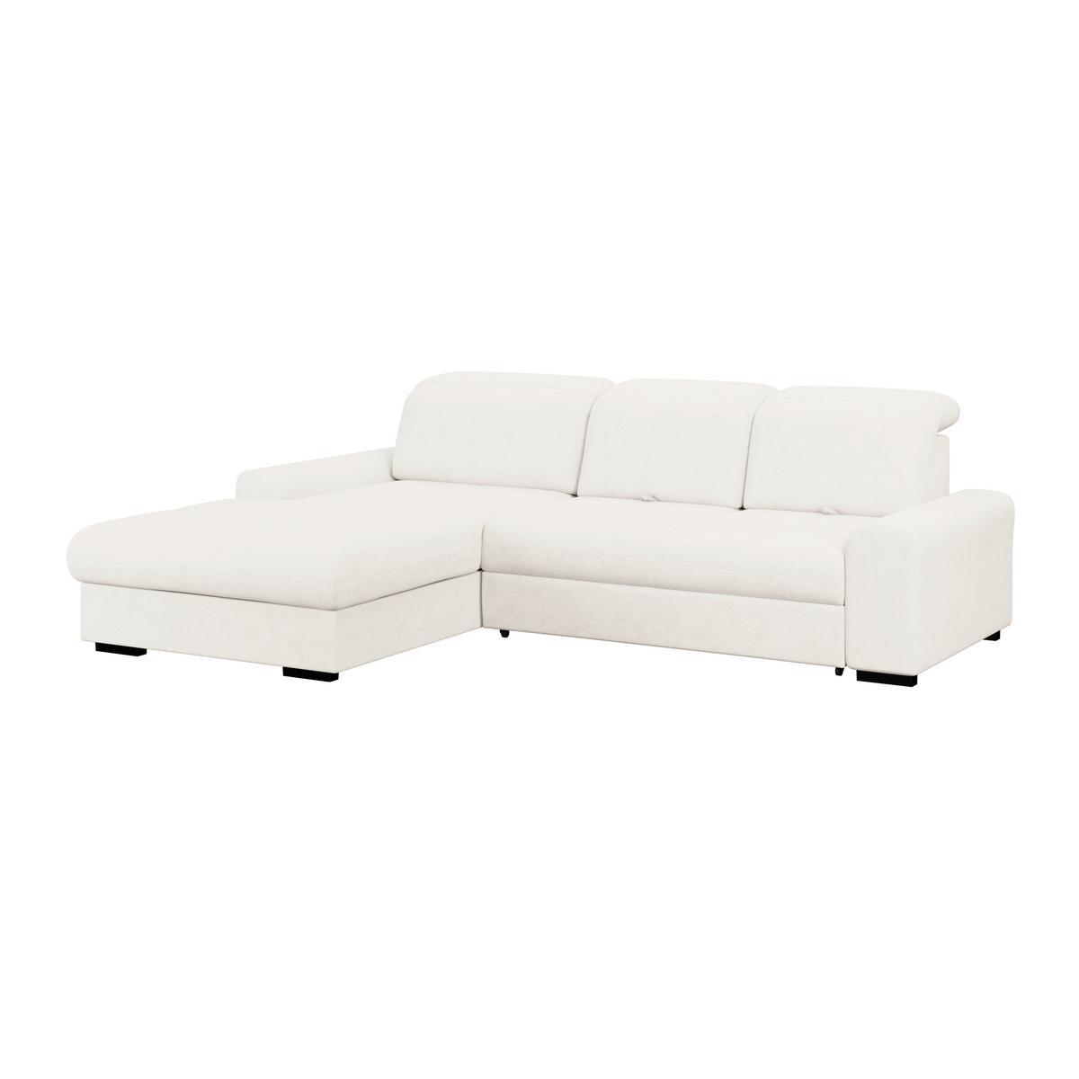 Ecksofa mit Bettfunktion Malaga new Chenille creme - Creme/Schwarz, KONVENTIONELL, Textil (203/286cm) - Ondega