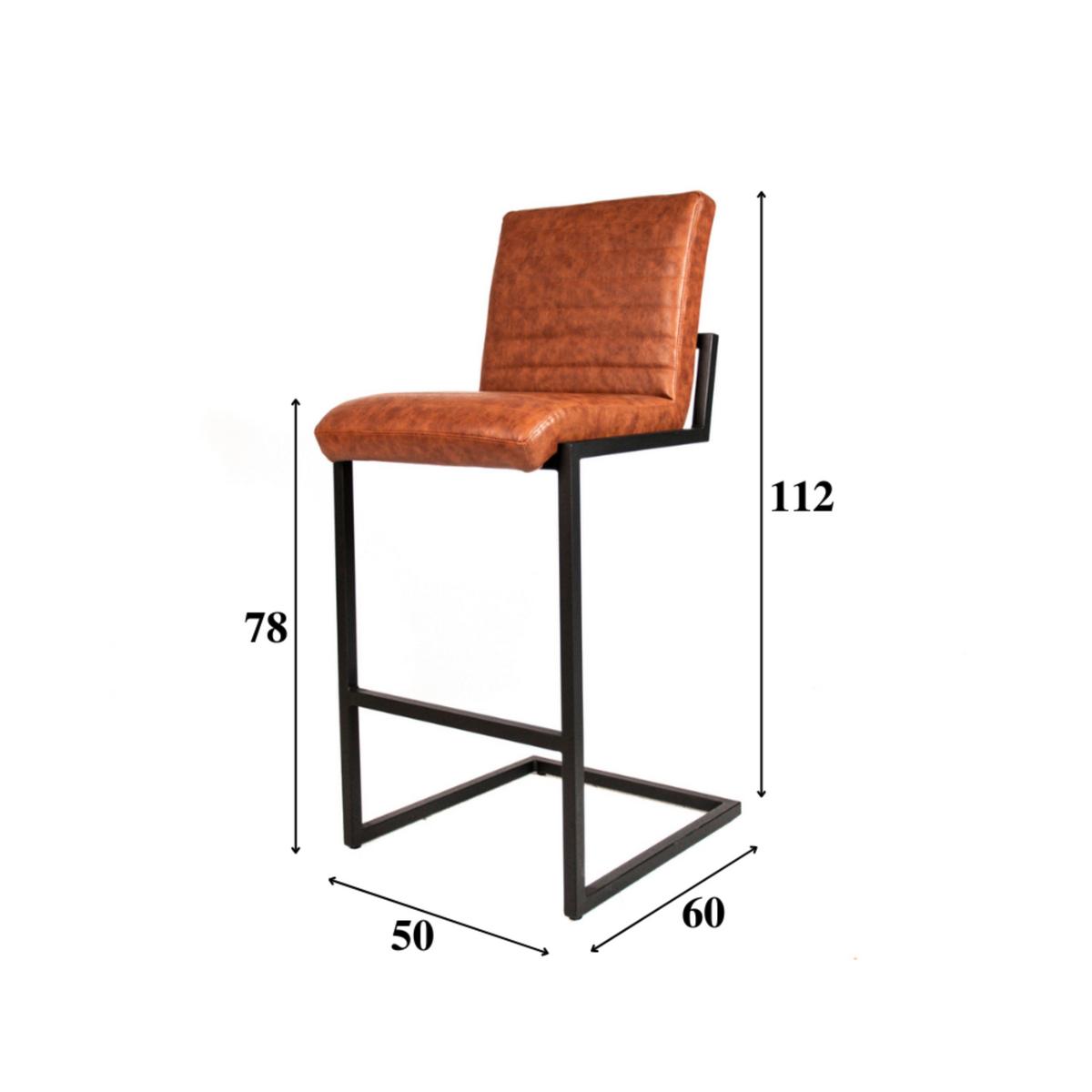 Barhocker-Set Donny Cognac B: 54 cm - Cognac/Schwarz, MODERN, Textil/Metall (54/100/58cm) - MID.YOU
