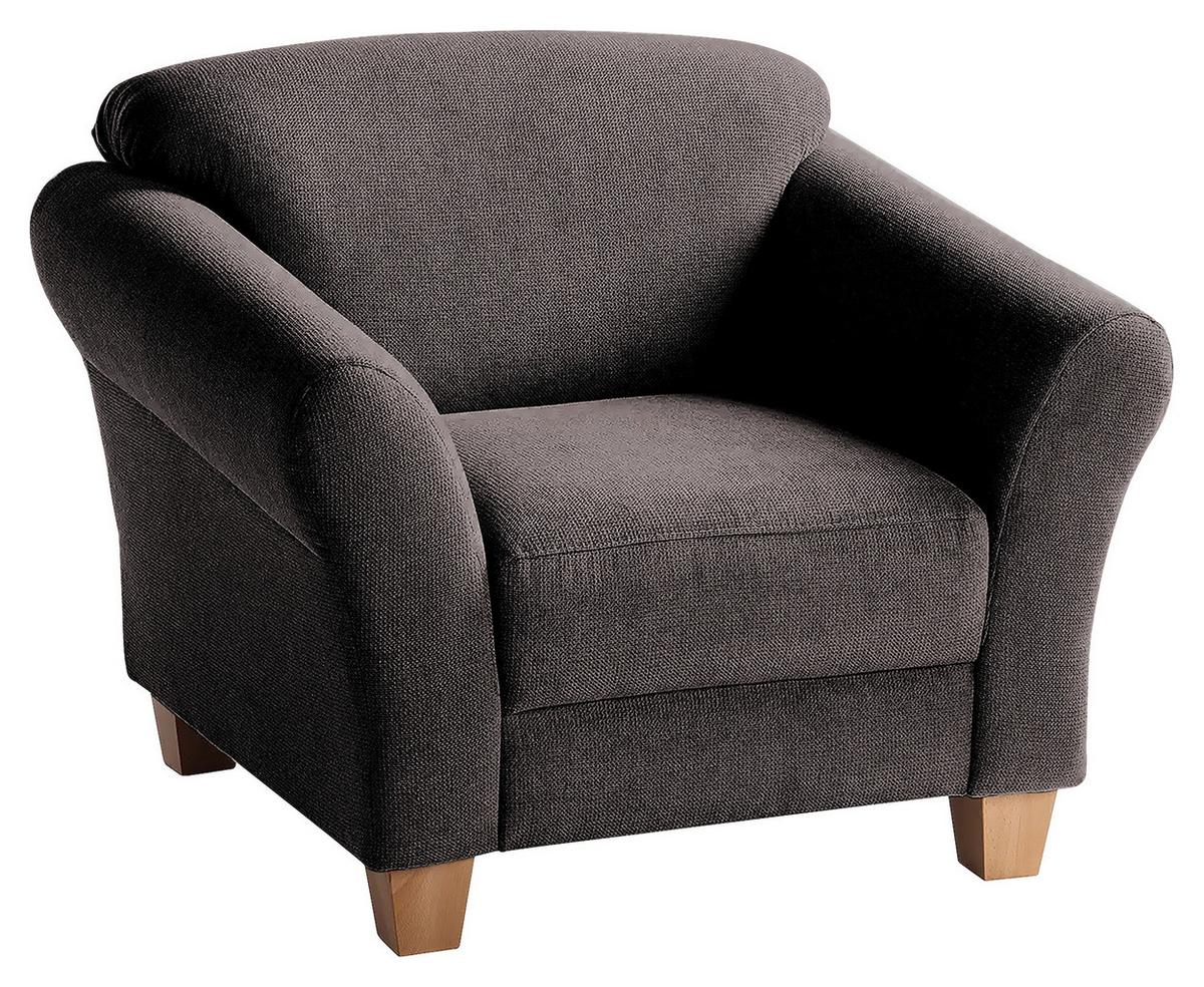 Sessel Gotland dunkelbraun Rücken echt, 101x84x89 cm - Dunkelbraun/Naturfarben, KONVENTIONELL, Textil (101/84/89cm) - Sit & More