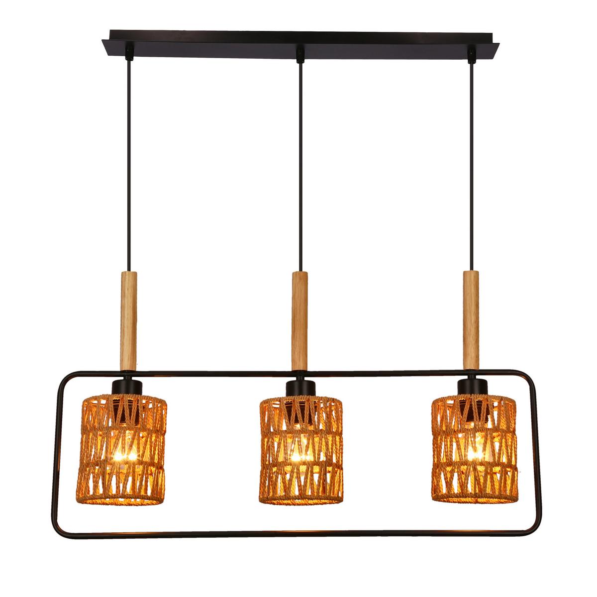 Pendelleuchte 33-26781 Crown - Beige/Schwarz, Natur, Textil/Metall (70/12/110cm)