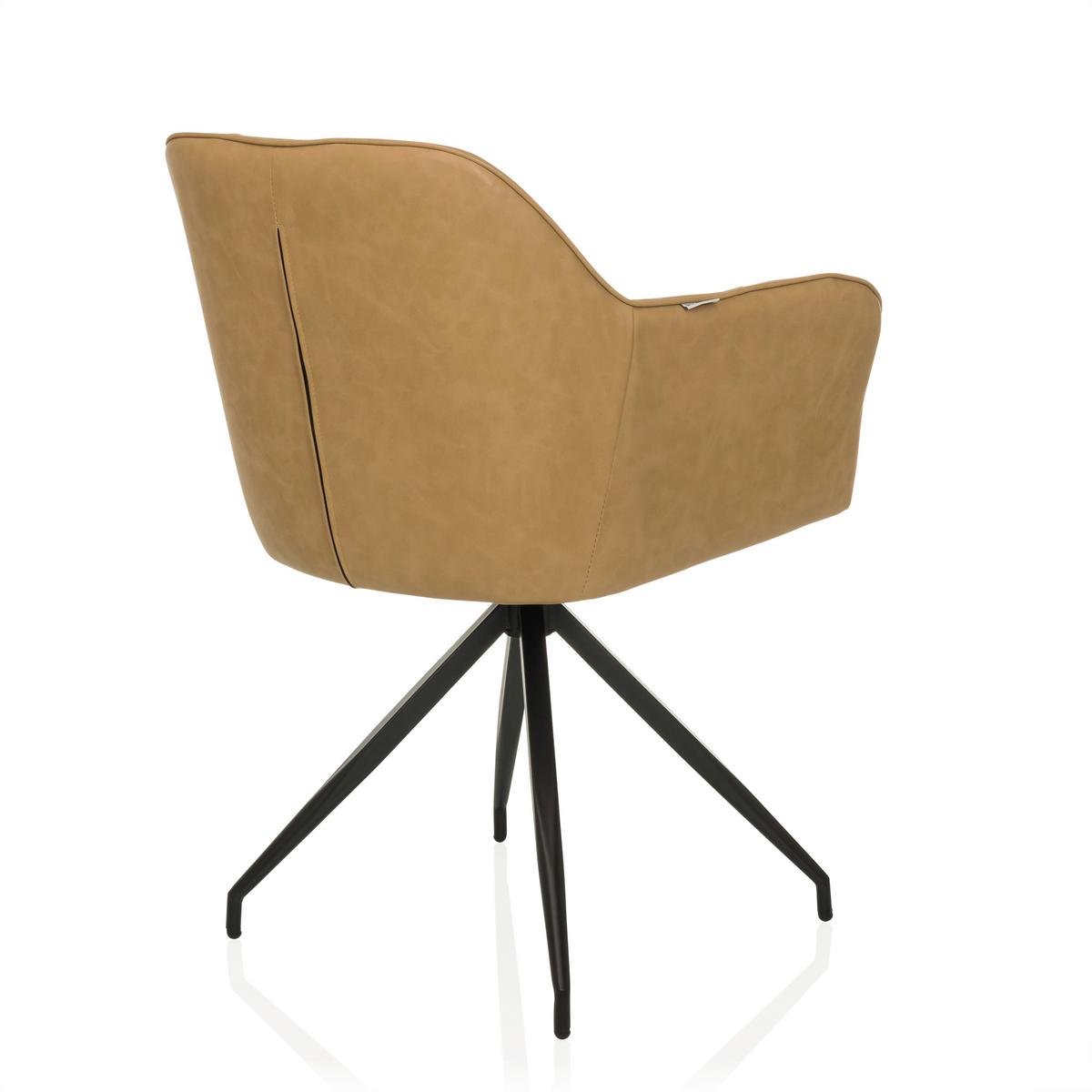 Armlehnstuhl Elverum Cognac B: 61 Cm - Cognac/Schwarz, MODERN, Leder/Metall (61/90/56cm) - MID.YOU