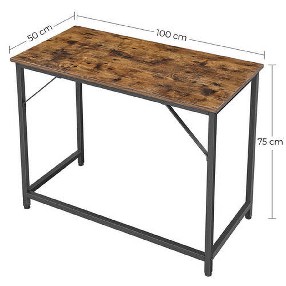 Schreibtisch B: 50 Cm, H: 75 Cm, Iron - Schwarz/Braun, Basics, Holzwerkstoff/Metall (100/50/75cm) - Boxxx