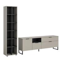 Wohnwand Noida Kaschmirfarben /Schwarz B: 245cm - Kaschmir/Schwarz, Design, Holzwerkstoff (245/192/41cm) - Livetastic