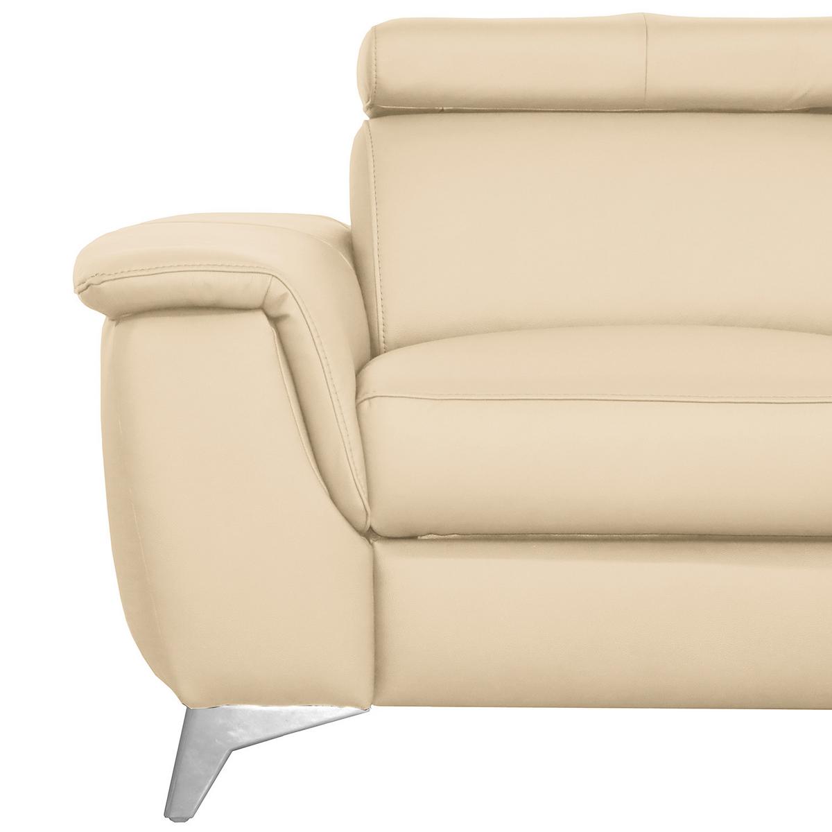 Ecksofa Lince Beige S: 257x197 Cm - Chromfarben/Beige, Design, Leder/Textil (257/197cm) - Livetastic