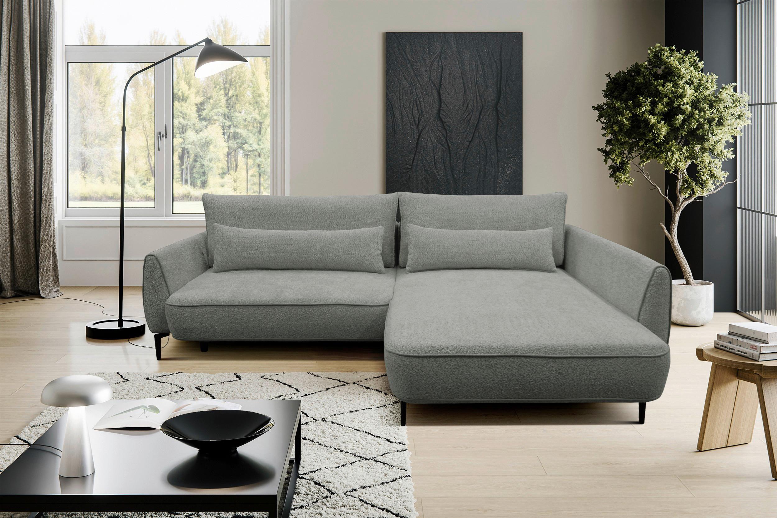 Ecksofa Abriamo Grau 273x204 Cm - Creme/Schwarz, Design, Textil (273/204cm) - MID.YOU
