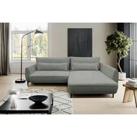 Ecksofa Abriamo Grau 273x204 Cm - Creme/Schwarz, Design, Textil (273/204cm) - MID.YOU