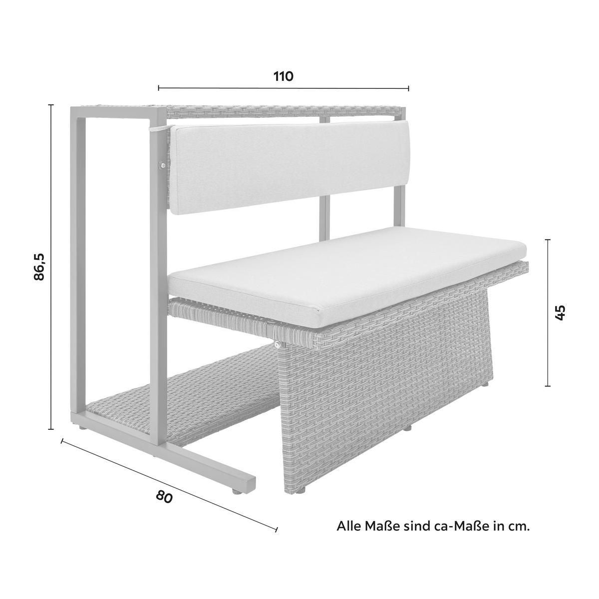 Sada na balkón MARIO šedá/hnědá - šedavě hnědá, Moderní, kov/textil (110/86,5/80cm) - Bessagi Garden