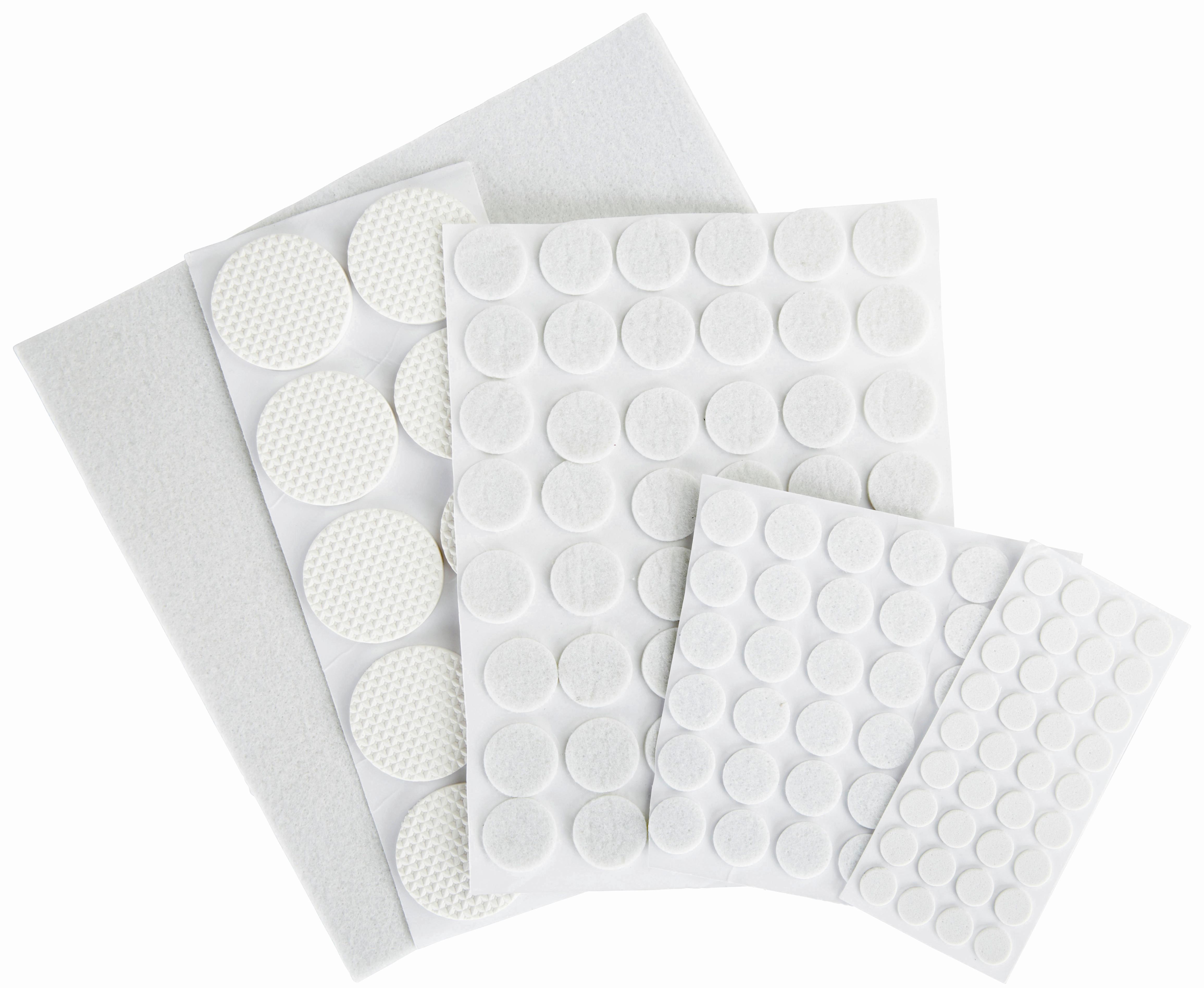 Filzgleiter-Set 20x20 cm 131-tlg, Weiß selbstklebend - Weiß, KONVENTIONELL, Kunststoff/Textil