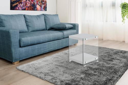Beistelltisch mit Ablage Elementary Grau - Klar/Grau, Basics, Glas/Holzwerkstoff (35/35/45cm) - Kayoom