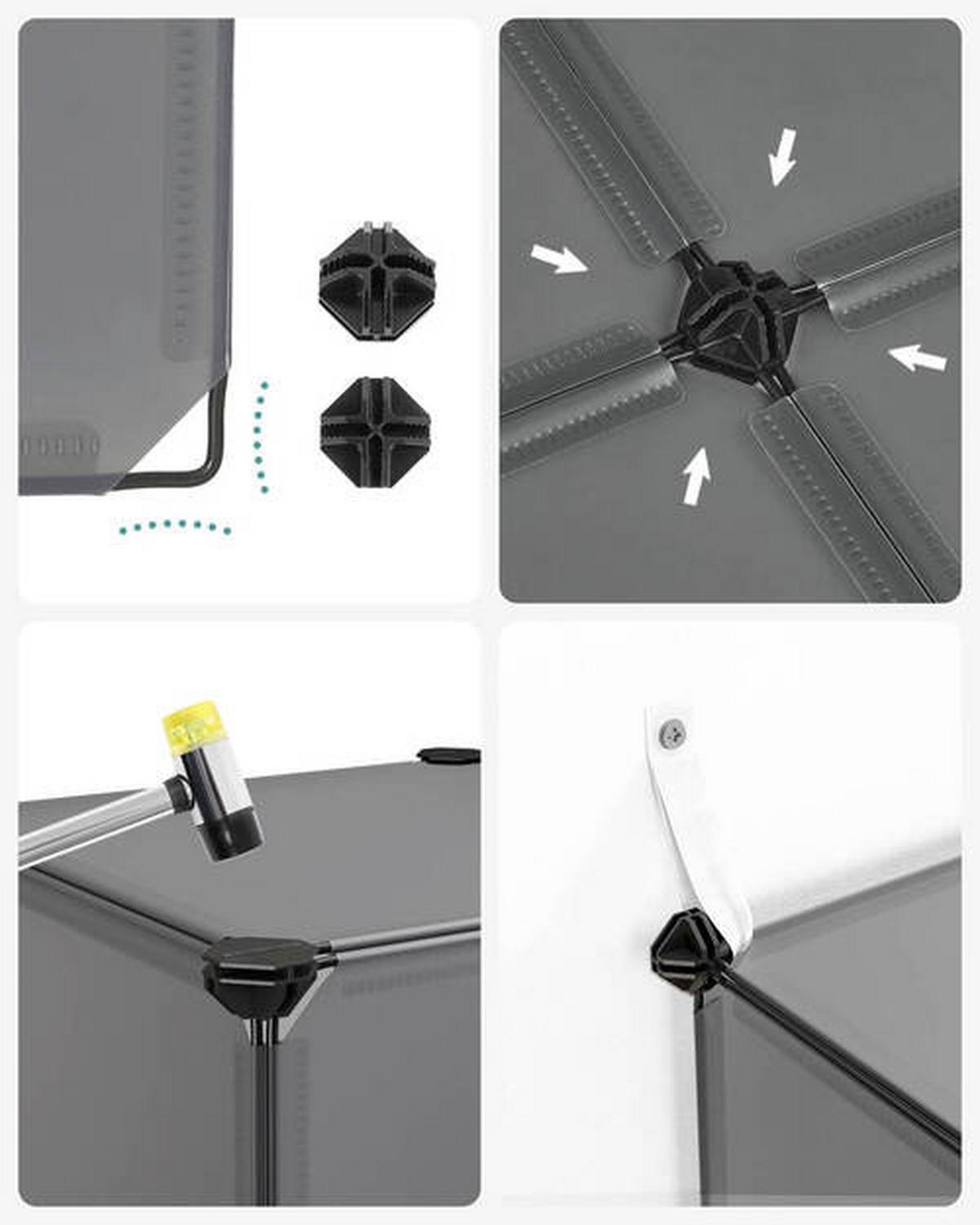 Regalkombination B: 153 Cm, Grau - Schwarz/Grau, Basics, Kunststoff/Metall (153/153/31cm) - Boxxx