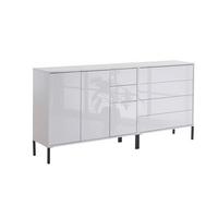 Sideboard Mailand 9 B: 184,5 cm Weiß - Weiß Hochglanz/Anthrazit, MODERN, Holzwerkstoff (184,5/86/33cm) - MID.YOU