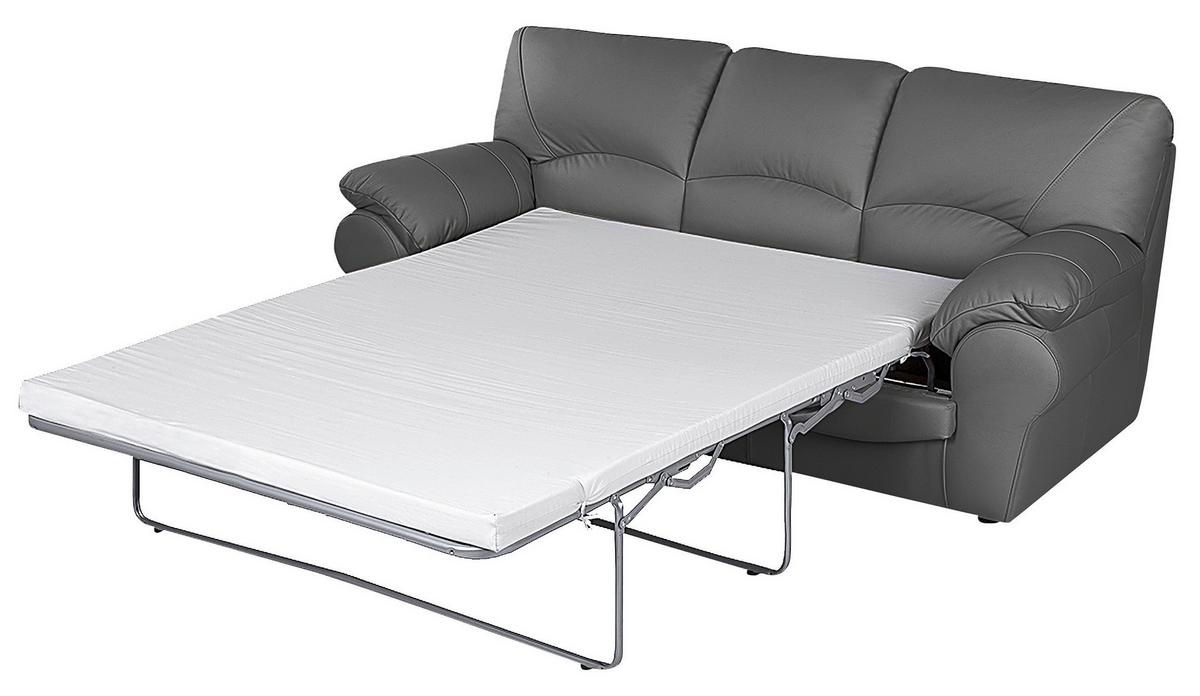 Schlafsofa Oslo, Anthrazit B: 205 Cm - Anthrazit/Schwarz, Design, Leder (205/92/85cm) - Livetastic