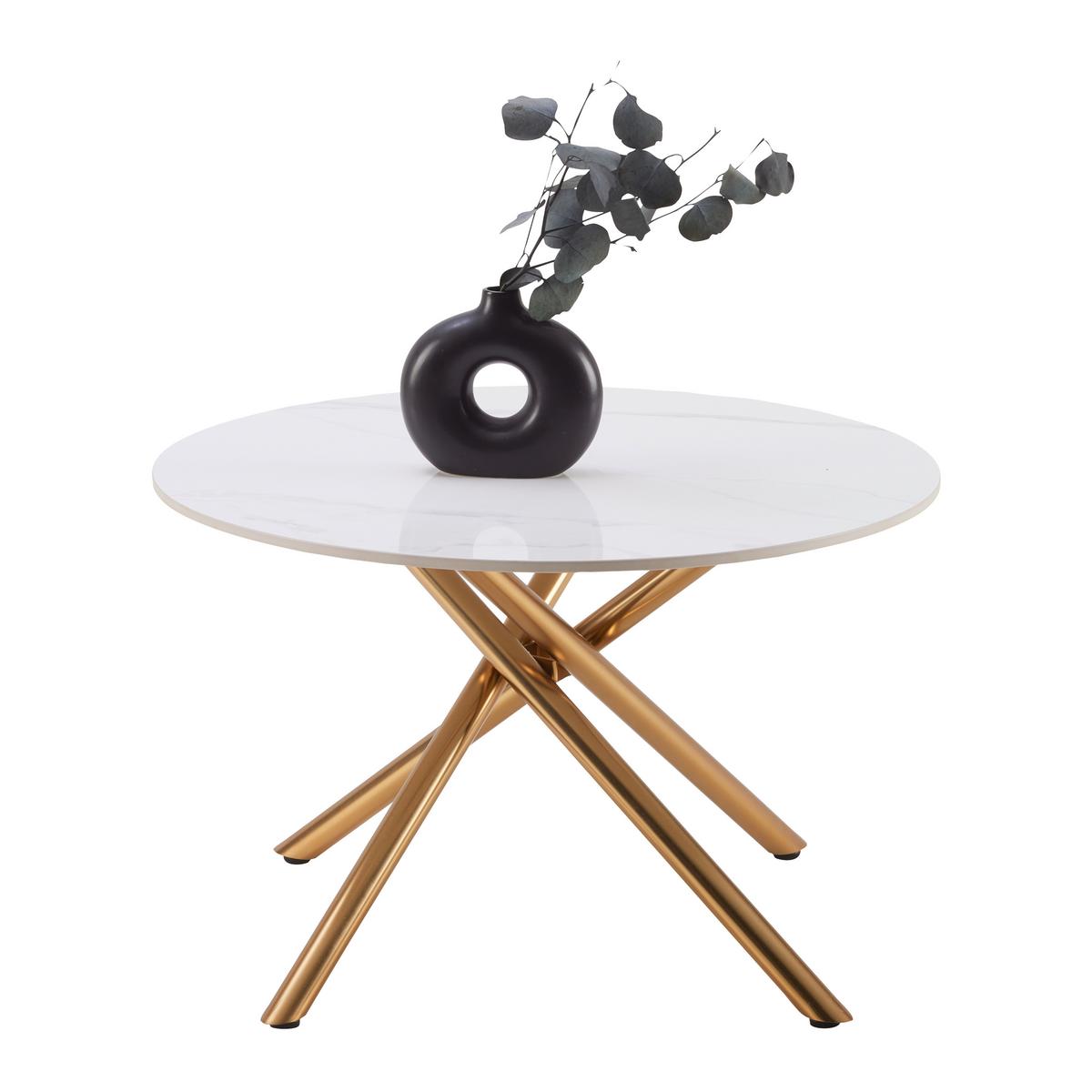 Konferenční stolek MARBELLA 70 - bílá/barvy zlata, Moderní, kov/keramika (70/70/44cm) - Mömax