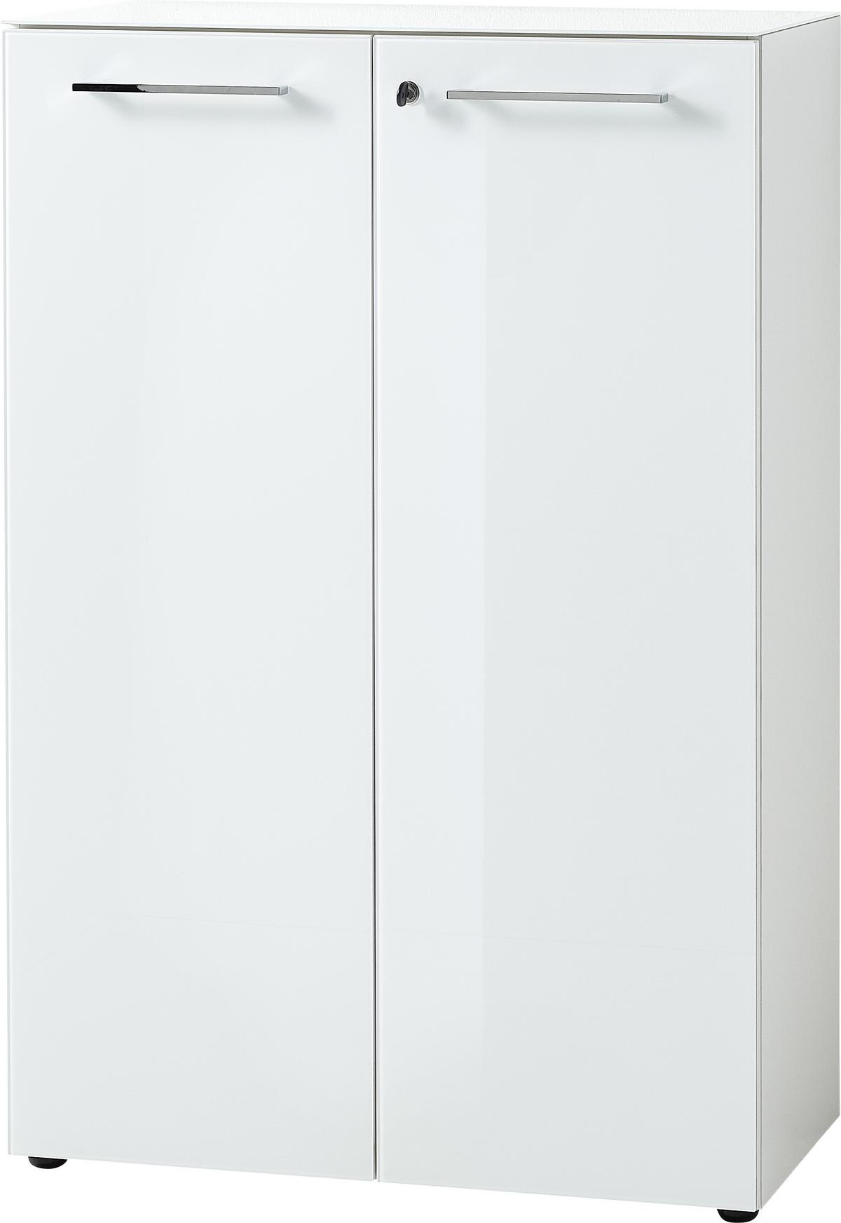 Aktenschrank Gw-Monteria Holzwerkstoff Weiß B: 80 cm - Weiß, MODERN, Glas/Holzwerkstoff (80/120/37cm) - Germania
