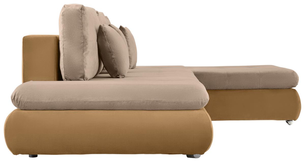 Rohová sedačka ENRICO, oboustranná, béžová - černá/barvy chromu, Konvenční, kov/textil (303/88/185cm) - Based