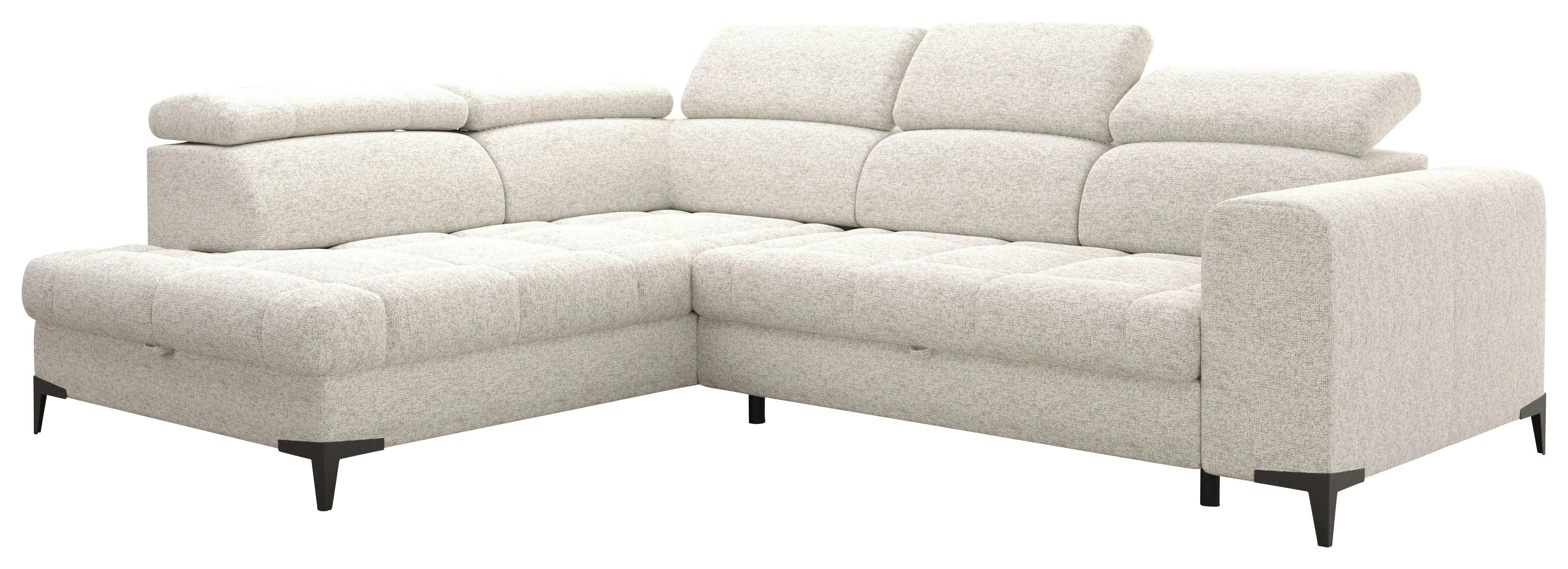 Rohová sedačka MASON, levá, krémově béžová tkanina - černá/krémová, Moderní, kov/dřevo (211/271cm) - Mömax