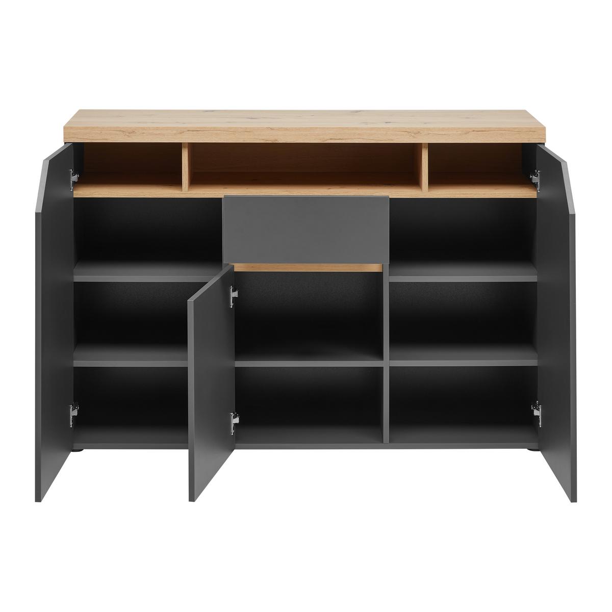 ŠIROKÁ KOMODA PEPE -EXKLUSIV- - černá/barvy grafitu, Moderní, kompozitní dřevo/plast (135/90/40cm) - Mömax