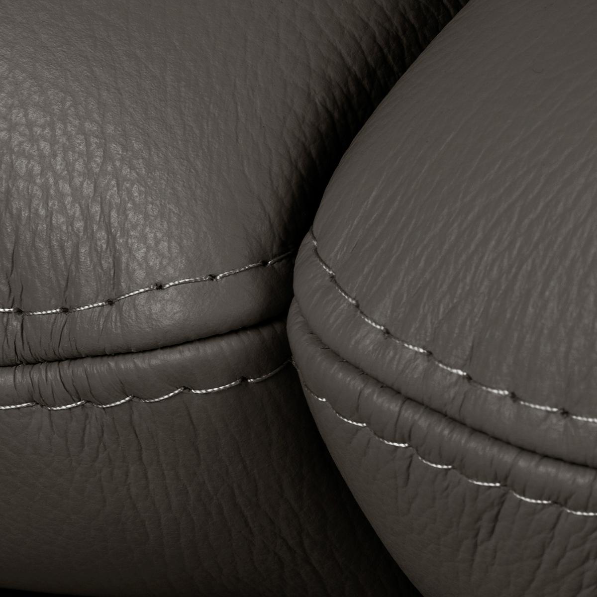 3-Sitzer-Sofa Comodo Echtleder Dunkelbraun B: 214cm - Dunkelbraun/Silberfarben, Design, Leder (214/90/88cm) - Livetastic