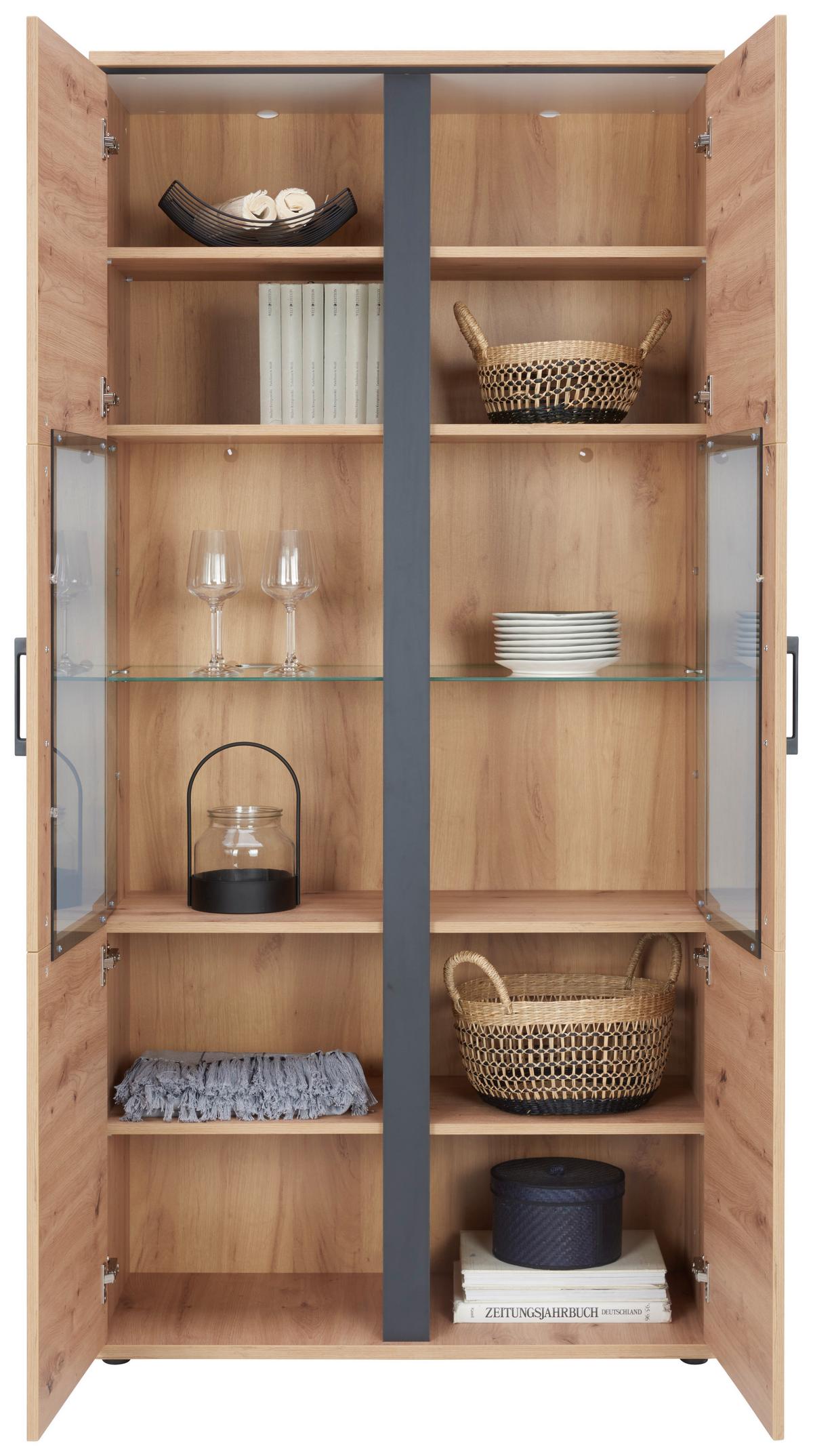 Vitrin Nature Natv 02 - tölgyfa színű, Konventionell, faalapú anyag/Üveg (95/144,3/42cm)