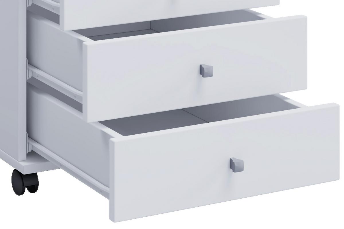 Rollcontainer Weiß Lona Mini Bht 42x57x50 Cm - Weiß, Basics, Holzwerkstoff/Kunststoff (42/57/50cm) - MID.YOU