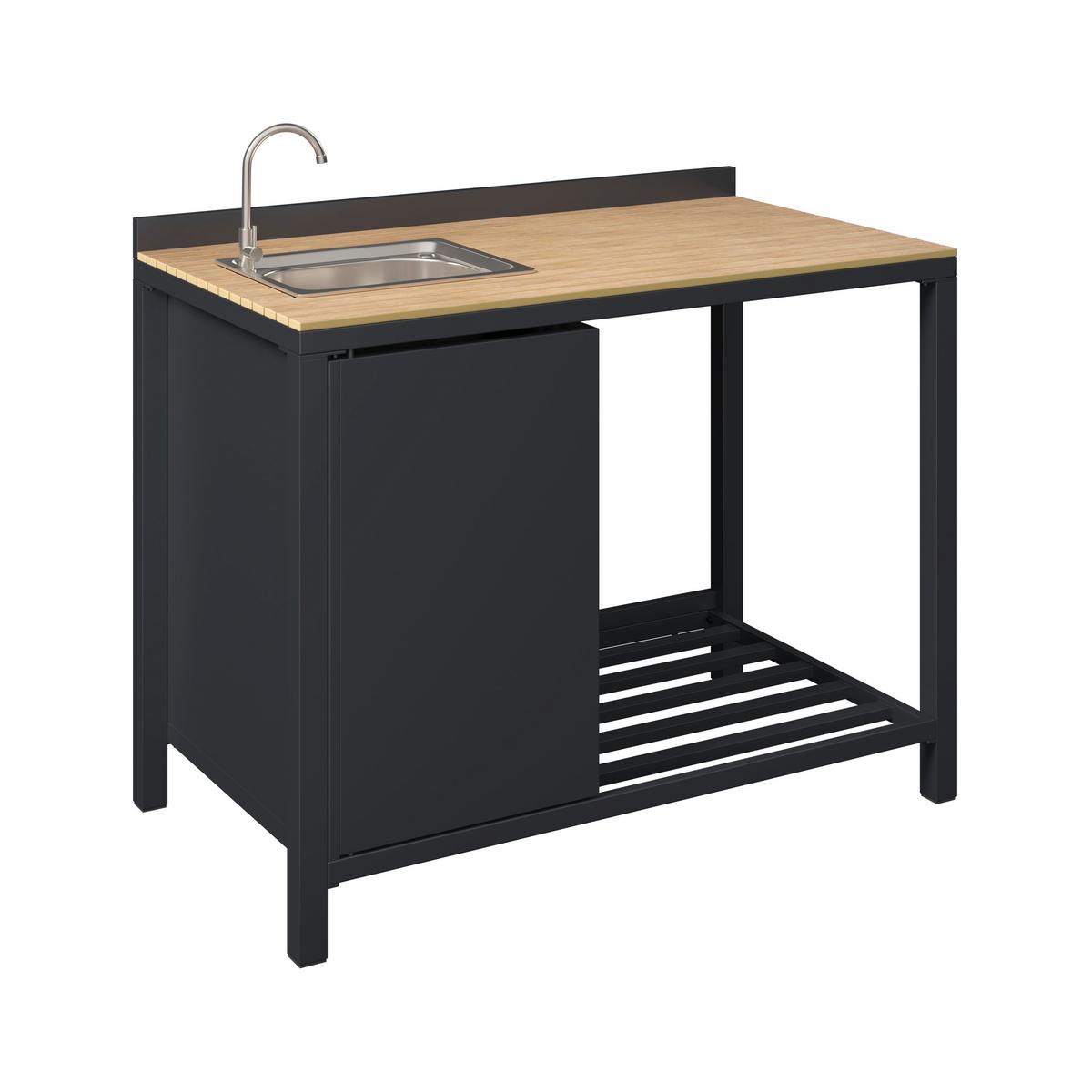 Outdoorküche Bern I - Anthrazit/Naturfarben, Basics, Kunststoff/Metall (110/90/61cm) - Beldano