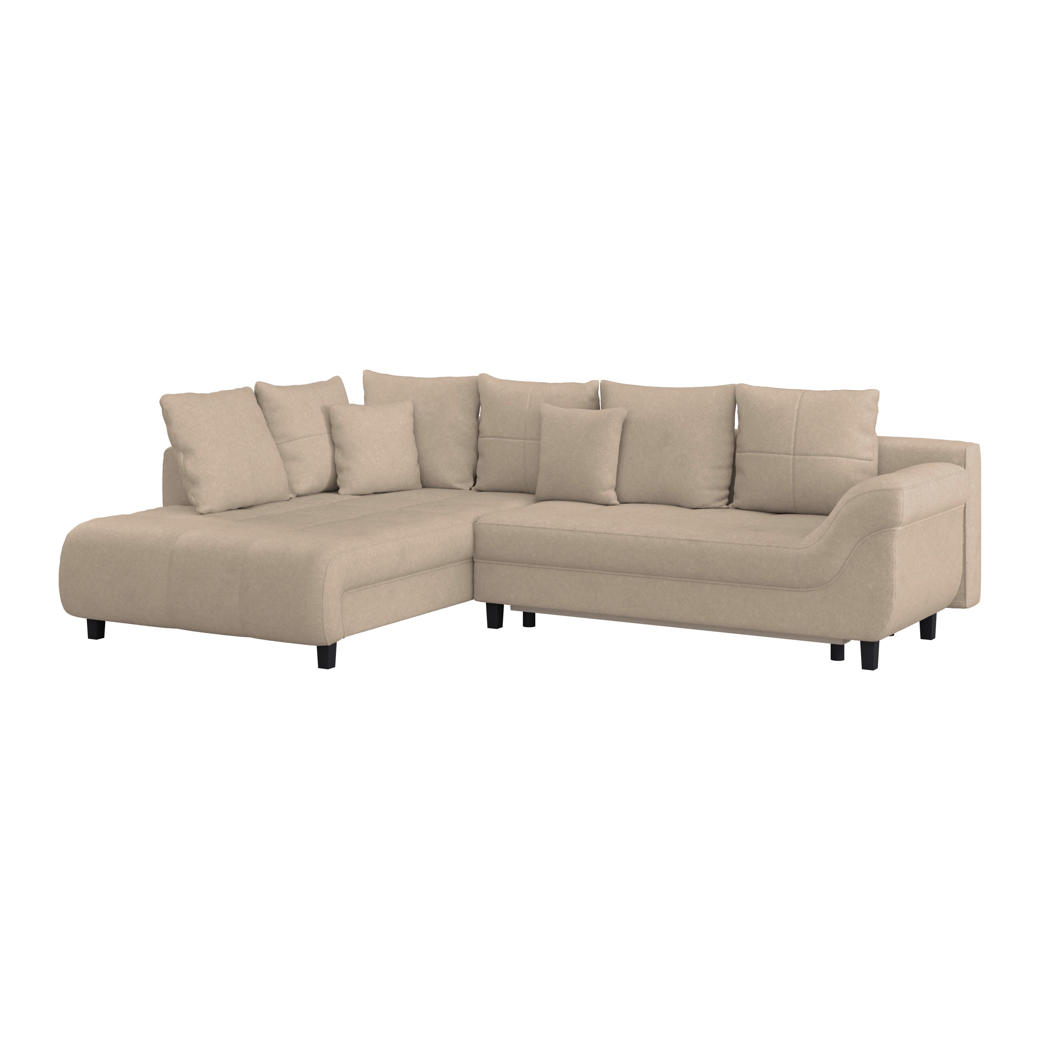 Ecksofa Mendoza - Beige/Schwarz, Design, Textil (197/309cm) - Ondega