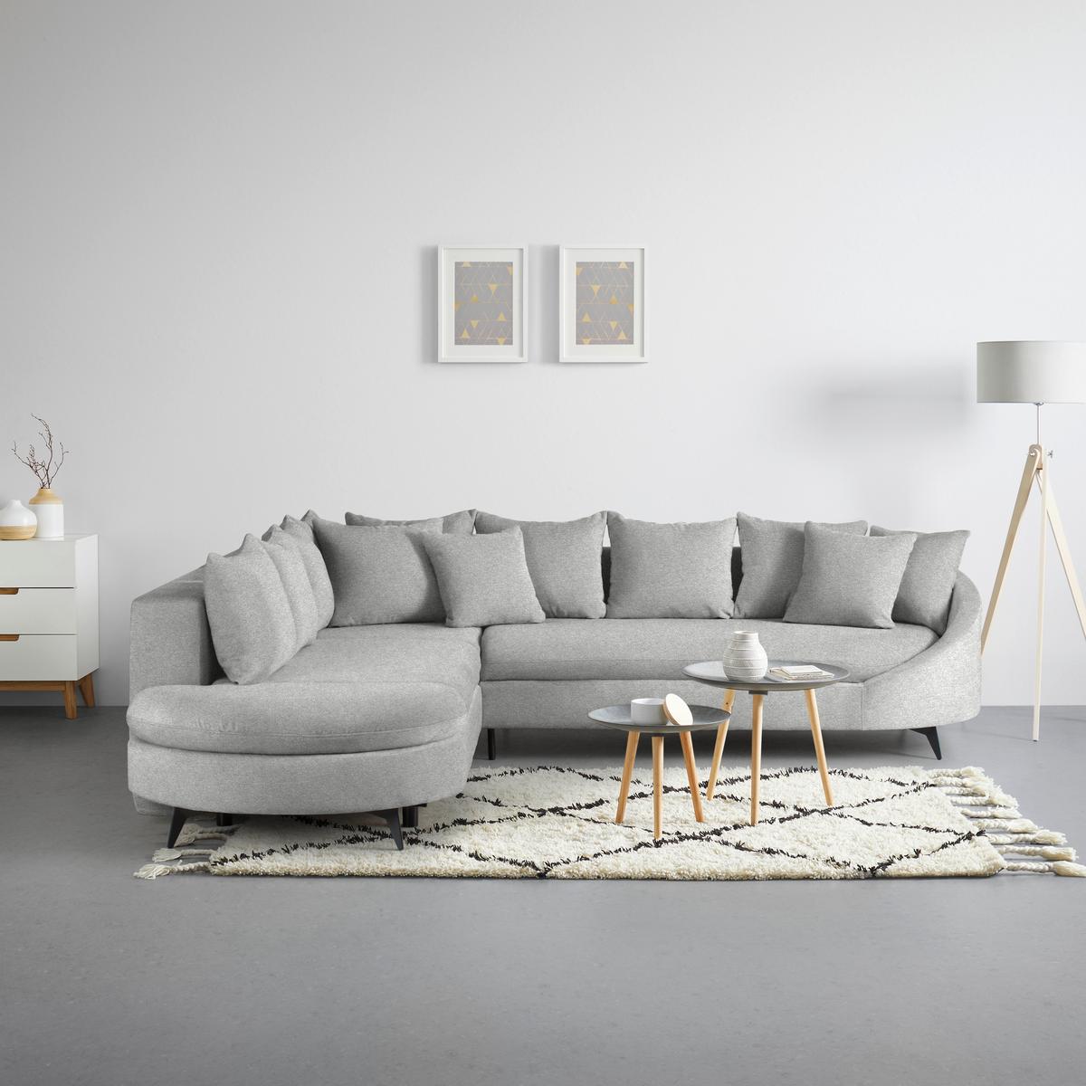 Rohová sedačka AXEL, levá, světle šedá tkanina - černá/světle šedá, Moderní, kov/textil (250/291cm) - Mömax