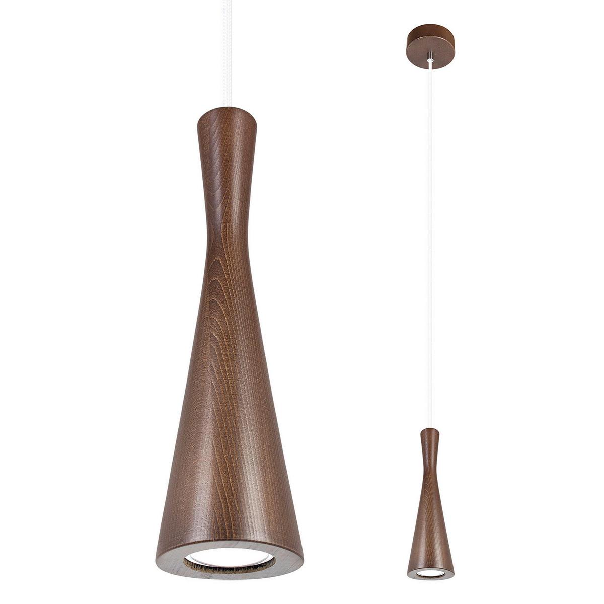 HÄNGELEUCHTE 8510130 VEGAS - Nussbaumfarben/Weiß, Natur, Holz (10/90-140cm)