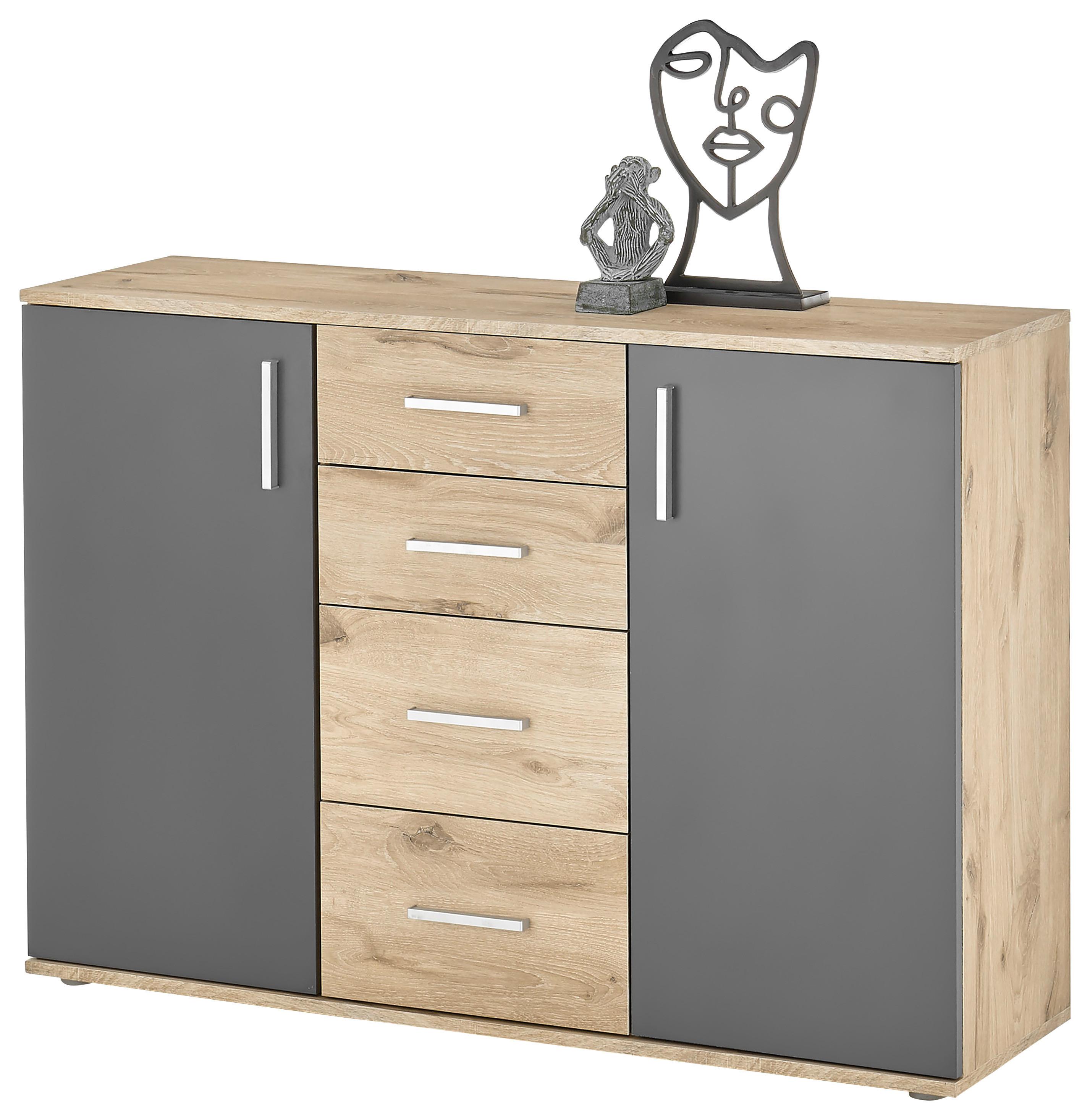 Kommode 120cm Bc 1040 Eichefarben/grau B - Eichefarben/Silberfarben, Design, Holzwerkstoff (120,0/84,0/35,0cm) - MID.YOU