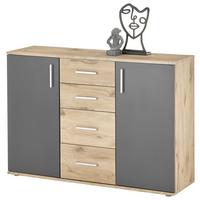 Sideboard Bc 1040 Eichefarben/Grau B - Eichefarben/Silberfarben, Design, Holzwerkstoff (120,0/84,0/35,0cm) - MID.YOU