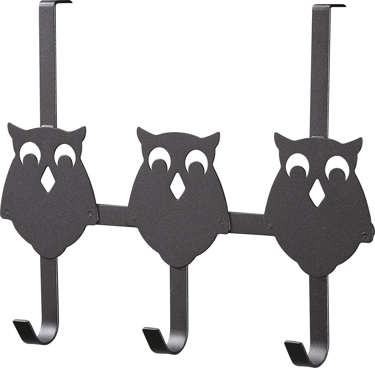 Hakenleiste Eule 3 B: 32 cm 3 Haken - Schwarz, Metall (32/25/8,2cm)