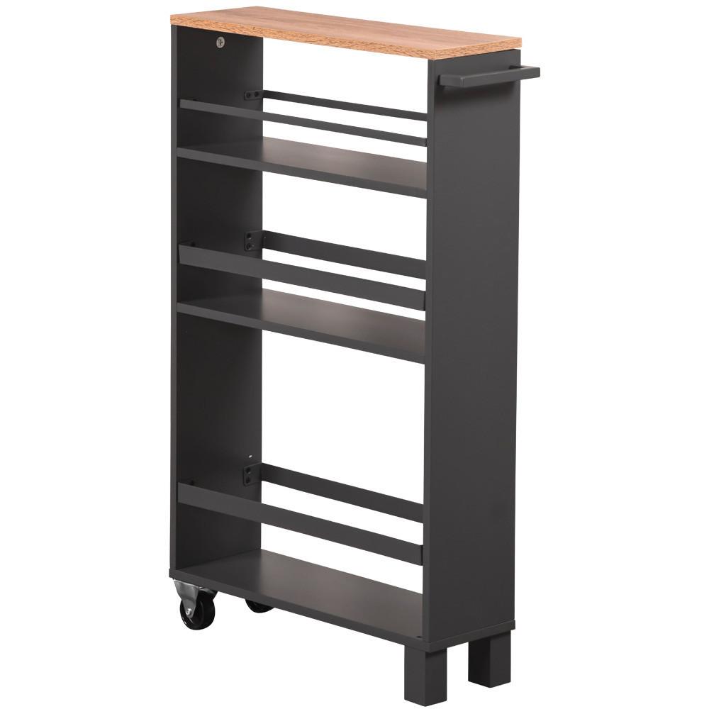 Servierwagen Grau, Braun, B: 15 cm - Hellbraun/Grau, Basics, Holzwerkstoff (15/79/50cm) - Kesper
