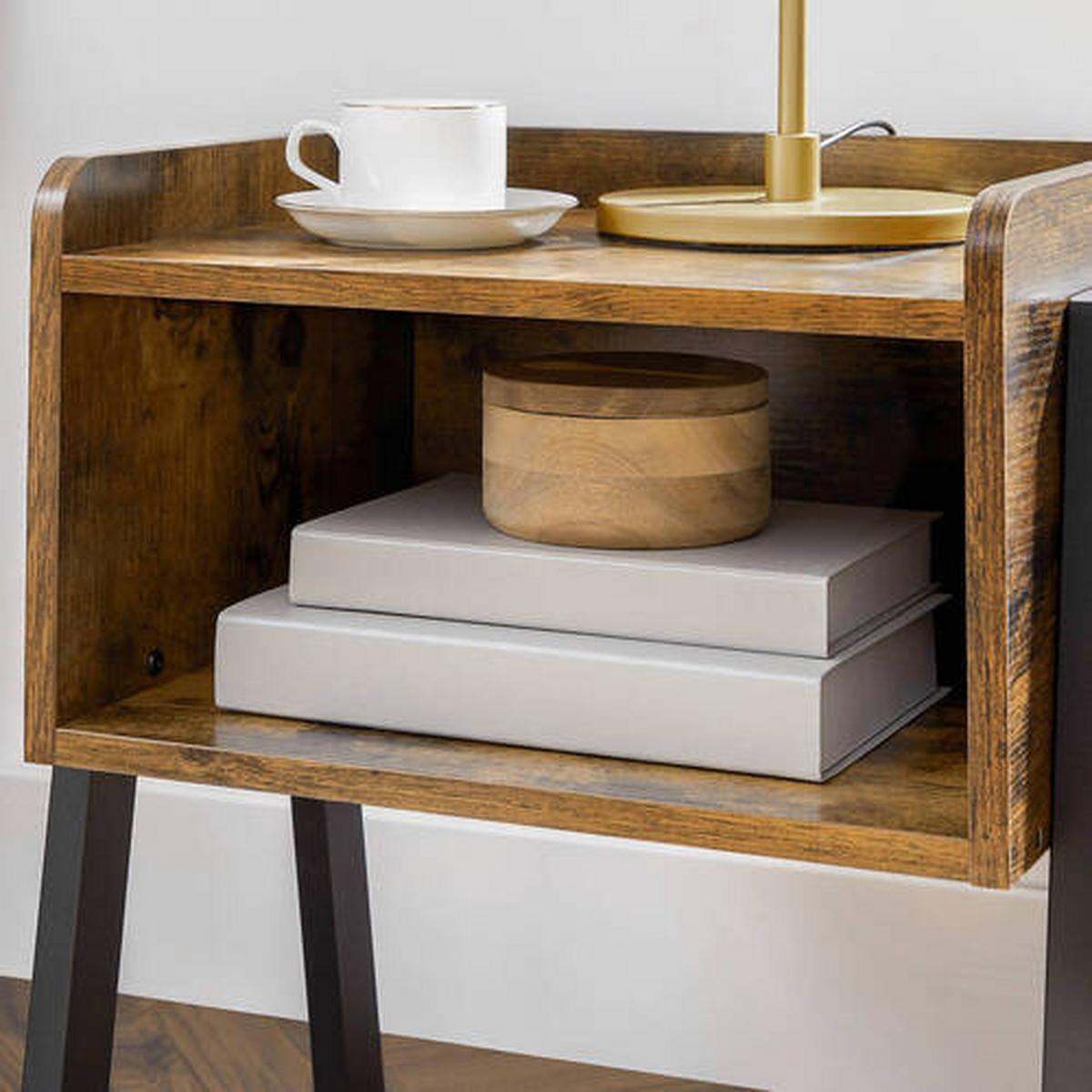 Odkládací stolek hnědá, černá - černá/hnědá, Trend, kov/kompozitní dřevo (42/35/52cm) - Boxxx