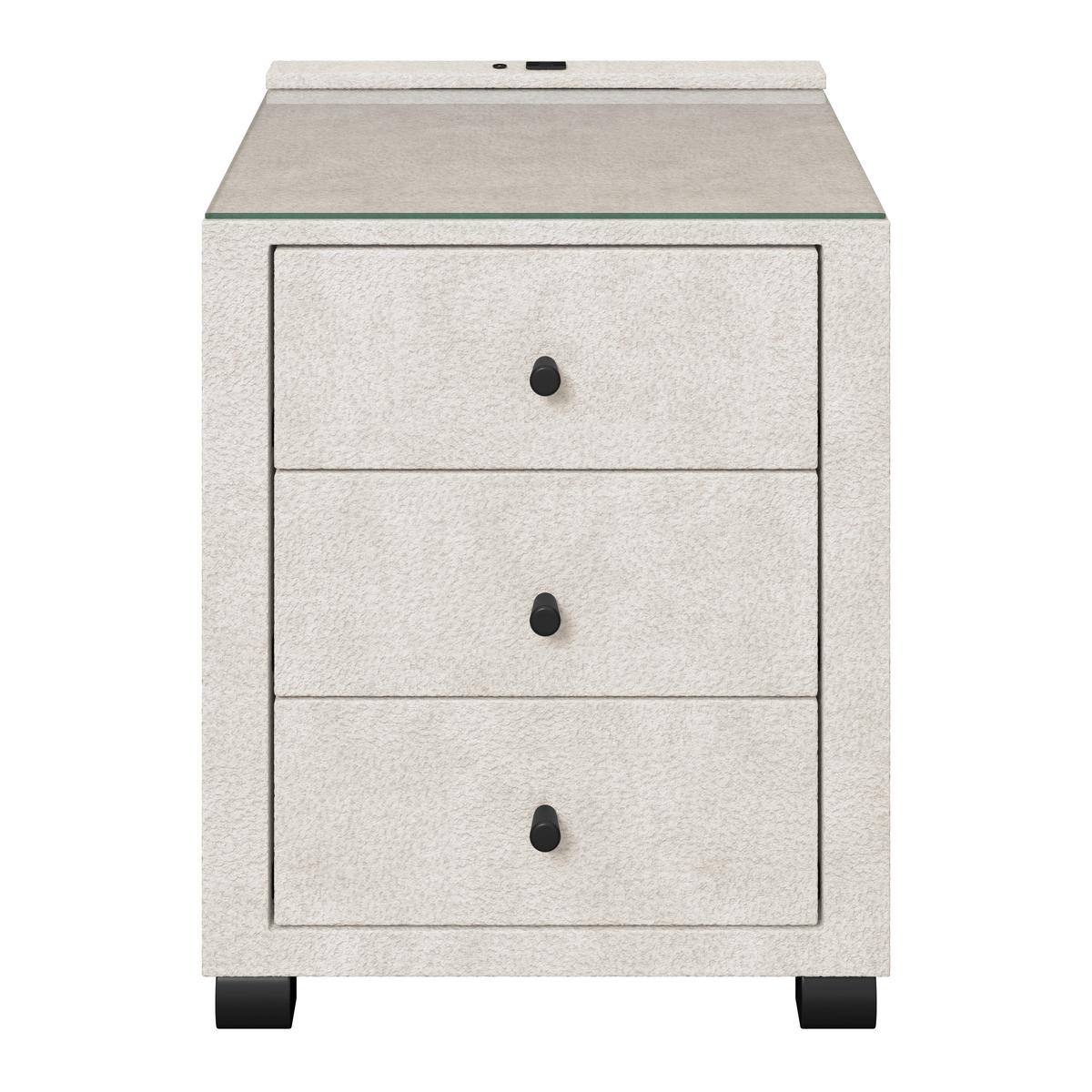 Nachtkästchen Elysia inkl. Beleuchtung B: 48 cm - Beige, Trend, Glas/Holz (48/68/45,5cm) - Luca Bessoni