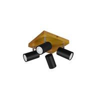 Strahler Spot Marley 4-Flammig L: 22 cm - Schwarz, Design, Holz/Metall (22/16/22cm) - Trio Leuchten