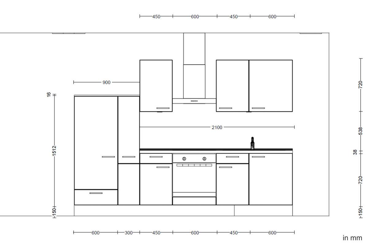 Kuchyňská linka 300 cm, kamená sivá - šedá/černá, Moderní, kov/kompozitní dřevo (300cm) - Nobilia