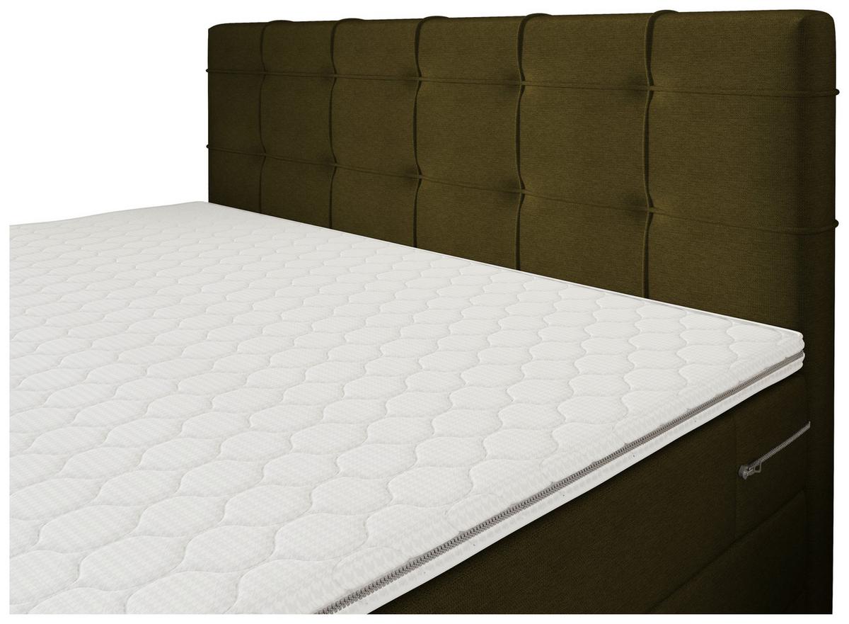 Boxspringbett Mitto mit Topper 180x200 cm - Schwarz/Grün, KONVENTIONELL, Textil/Metall (180/200cm)