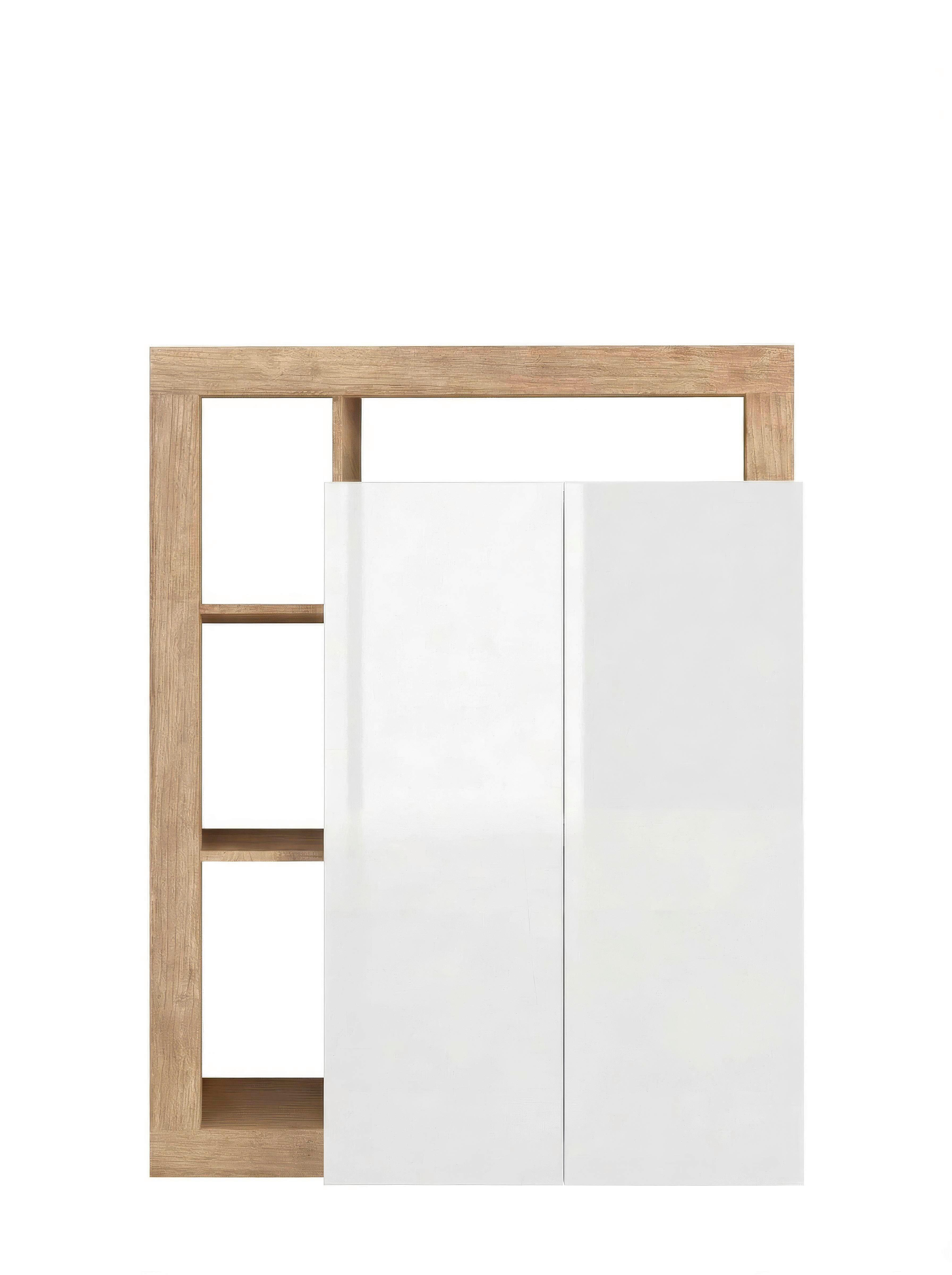 Schuhschrank Hamburg Eichefarben/Weiß B: 108 cm - Weiß Hochglanz/Eichefarben, Basics, Holzwerkstoff (108/138/35cm)