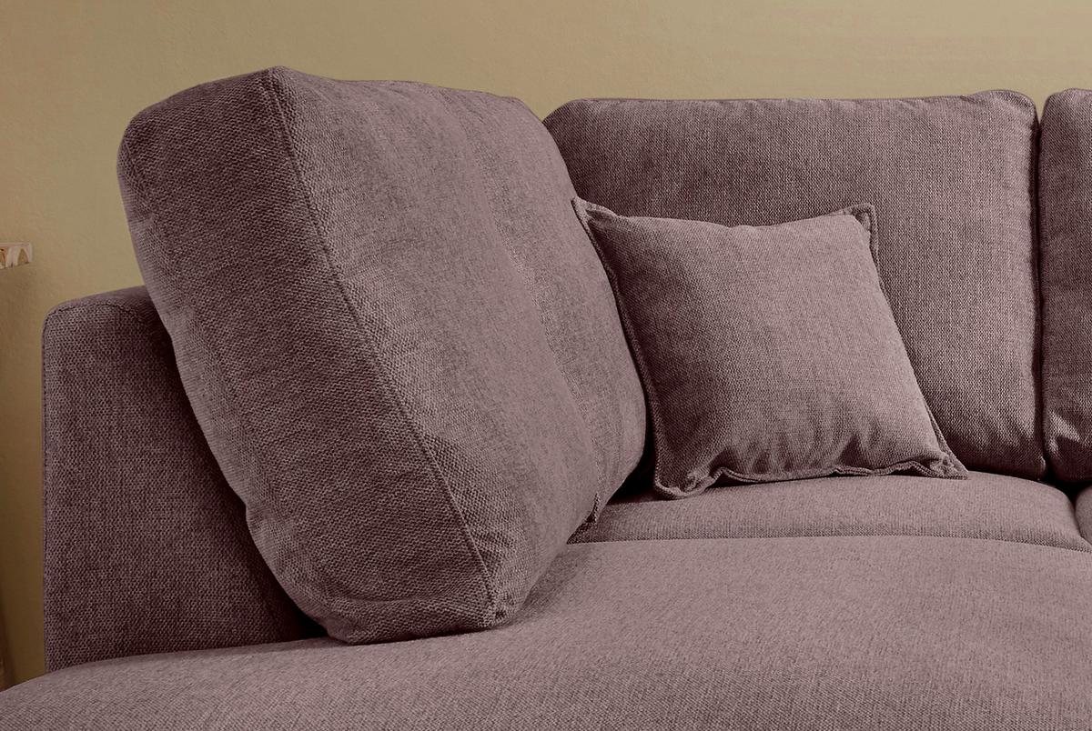 Ecksofa mit Schlaffunktion Valentina mit Kissen Bordeaux - Bordeaux/Naturfarben, KONVENTIONELL, Textil (200/230cm) - P & B