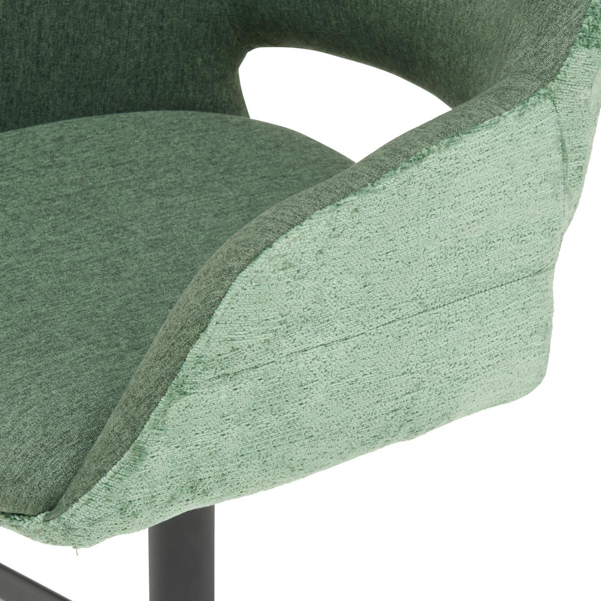 Armlehnstuhl Kaan Chenille Grün, B: 61 Cm - Schwarz/Grün, KONVENTIONELL, Textil/Metall (61/85/63cm) - MID.YOU