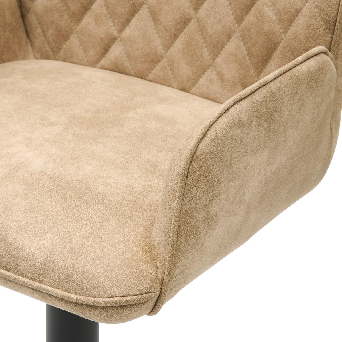 Barhocker Höhenverstellbar Mit Lehne Wanda Webstoff Beige - Beige/Schwarz, KONVENTIONELL, Textil/Metall (51/90-111/52cm) - MID.YOU