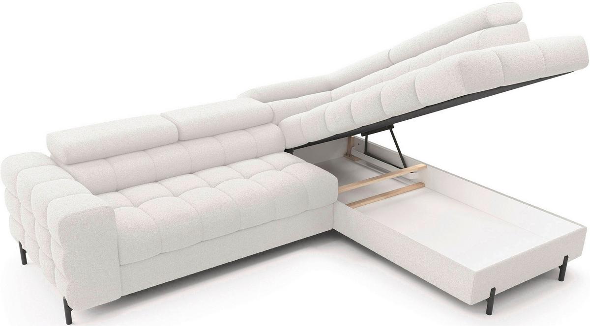 Ecksofa Ferucce Weiß S: 276x200 Cm - Schwarz/Weiß, Design, Textil (276/200cm) - MID.YOU