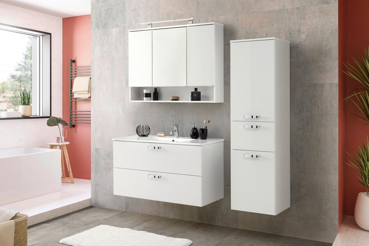 Badezimmer Hochschrank Bxh 40x147 Cm Weiß - Weiß, KONVENTIONELL, Holzwerkstoff (40/147/38,5cm) - Ondega