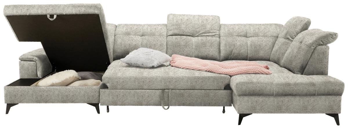 Rohová sedačka U SIERRA, pravá, šedohnědá INFINITY - černá/šedohnědá, Moderní, kov/textil (181/364/230cm) - Mömax