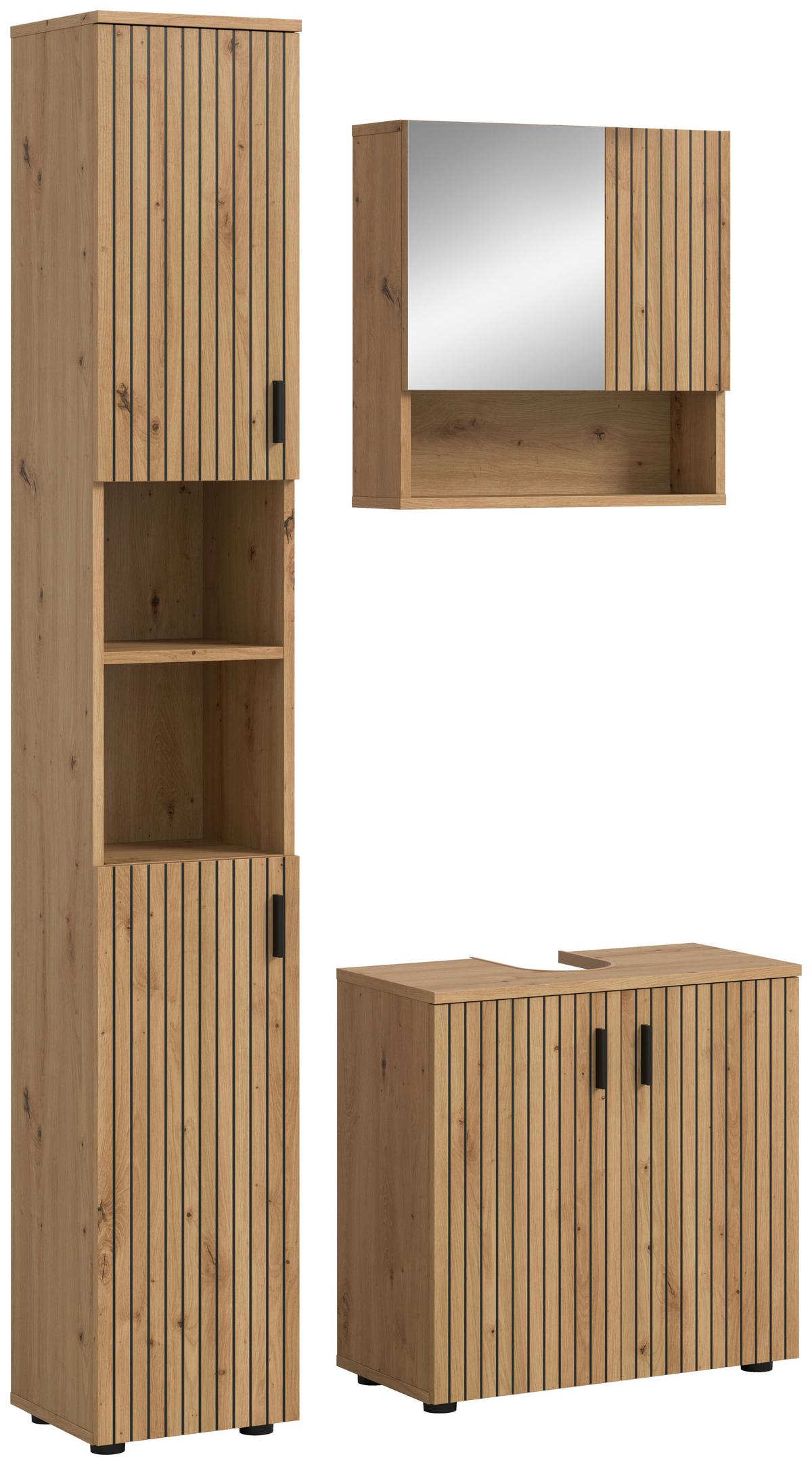 BADEZIMMER Eiche Artisan B: 90cm - Schwarz/Eiche Artisan, Basics, Holzwerkstoff (90cm) - MID.YOU