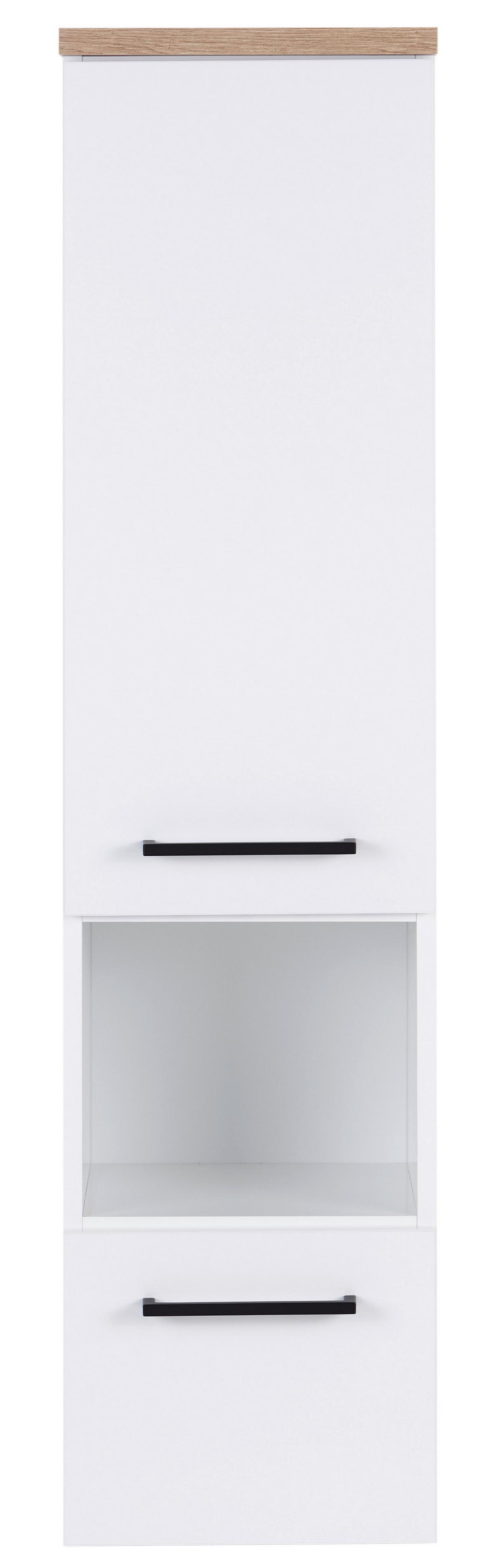 Hängender Midischrank Bavelli B 30 cm Weiß - Weiß, KONVENTIONELL, Glas/Holzwerkstoff (30/121,6/32,5cm)